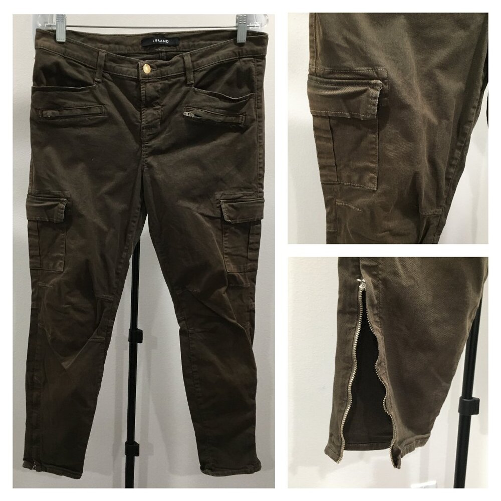 J BRAND Mantis Wash GRAYSON Zippered Ankle Flap Pockets Logo Hardware Jeans